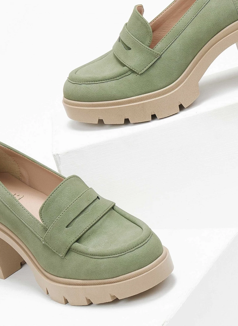 Loafers Suede με τακούνι Estil - Μέντα - Image 4