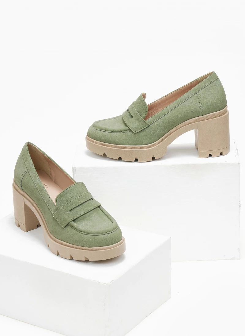 Loafers Suede με τακούνι Estil - Μέντα - Image 3