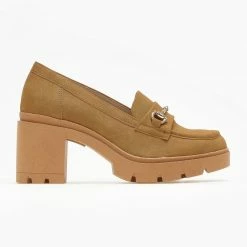 Loafers Suede με τακούνι Estil - Κάμελ