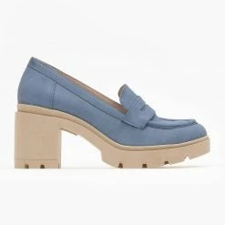 Loafers Suede με τακούνι Estil - Μπλε