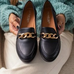 The Fashion Project Loafers με ραφή και αλυσίδα - Μαύρο