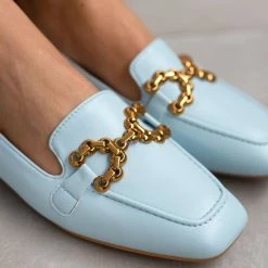 The Fashion Project Loafers σε καρέ γραμμή με εξωτερική ραφή - Γαλάζιο
