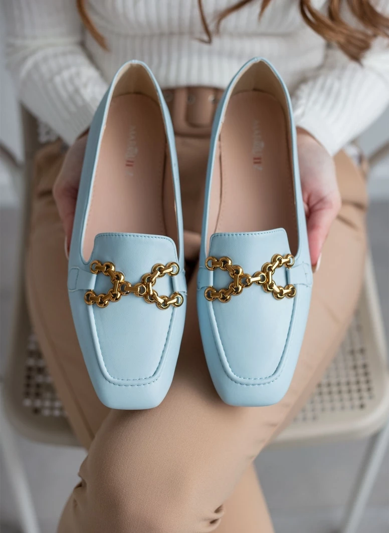 The Fashion Project Loafers σε καρέ γραμμή με εξωτερική ραφή - Γαλάζιο - Image 7