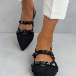 Μπαλαρίνες Suede μυτερές με τρουκς Estil - Μαύρο