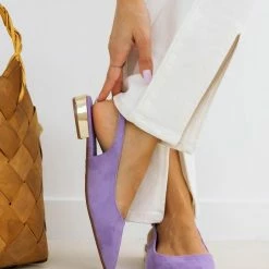 Xti Footwear Μπαλαρίνες Suede με μεταλλικό τακούνι Xti 141065 - Λιλά