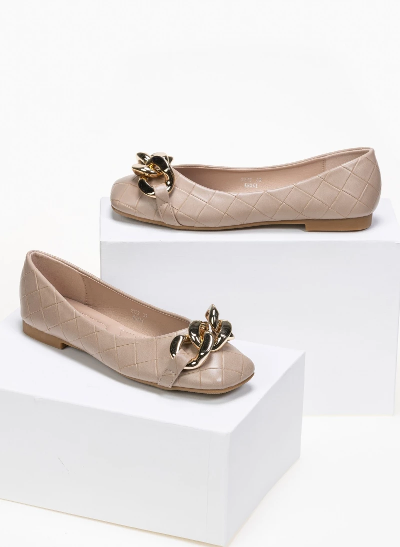 The Fashion Project Μπαλαρίνες με Pattern καπιτονέ και αλυσίδα - Πούρο - Image 2