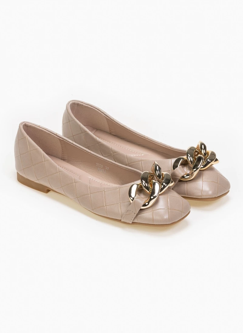 The Fashion Project Μπαλαρίνες με Pattern καπιτονέ και αλυσίδα - Πούρο
