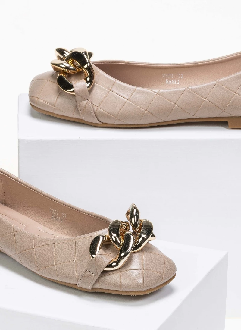 The Fashion Project Μπαλαρίνες με Pattern καπιτονέ και αλυσίδα - Πούρο - Image 3