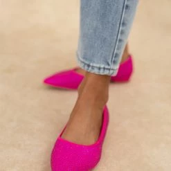 The Fashion Project Μπαλαρίνες μυτερές με Strass - Φούξια