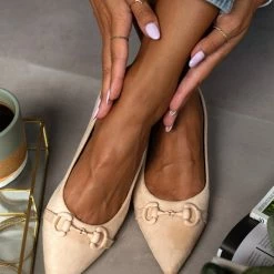 The Fashion Project Μπαλαρίνες μυτερές με σχέδιο - Μπεζ