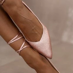 The Fashion Project Μπαλαρίνες μυτερές σατέν με Lace Up δέσιμο - Χαλκός