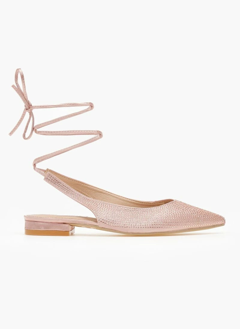 The Fashion Project Μπαλαρίνες μυτερές σατέν με Lace Up δέσιμο - Χαλκός - Image 6