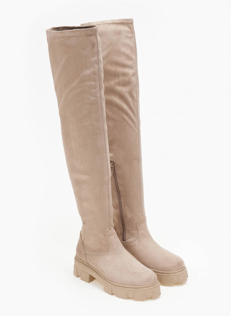 The Fashion Project Μπότες Chunky πάνω από το γόνατο - Μπεζ - Image 2