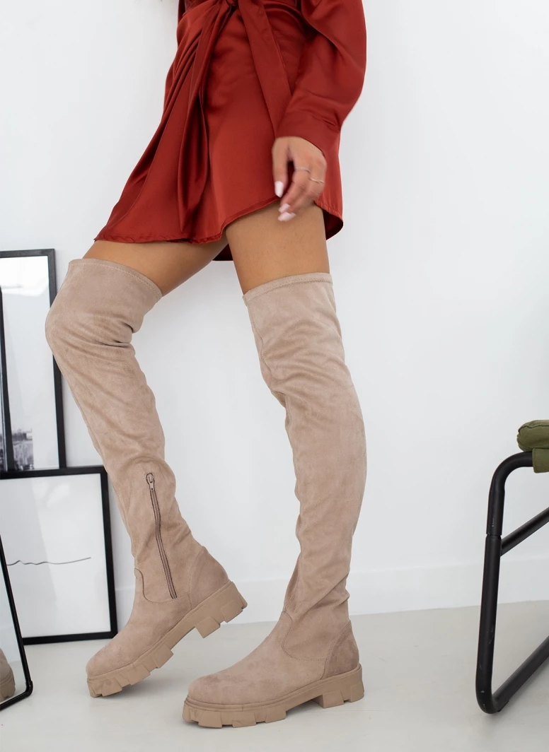 The Fashion Project Μπότες Chunky πάνω από το γόνατο - Μπεζ - Image 4