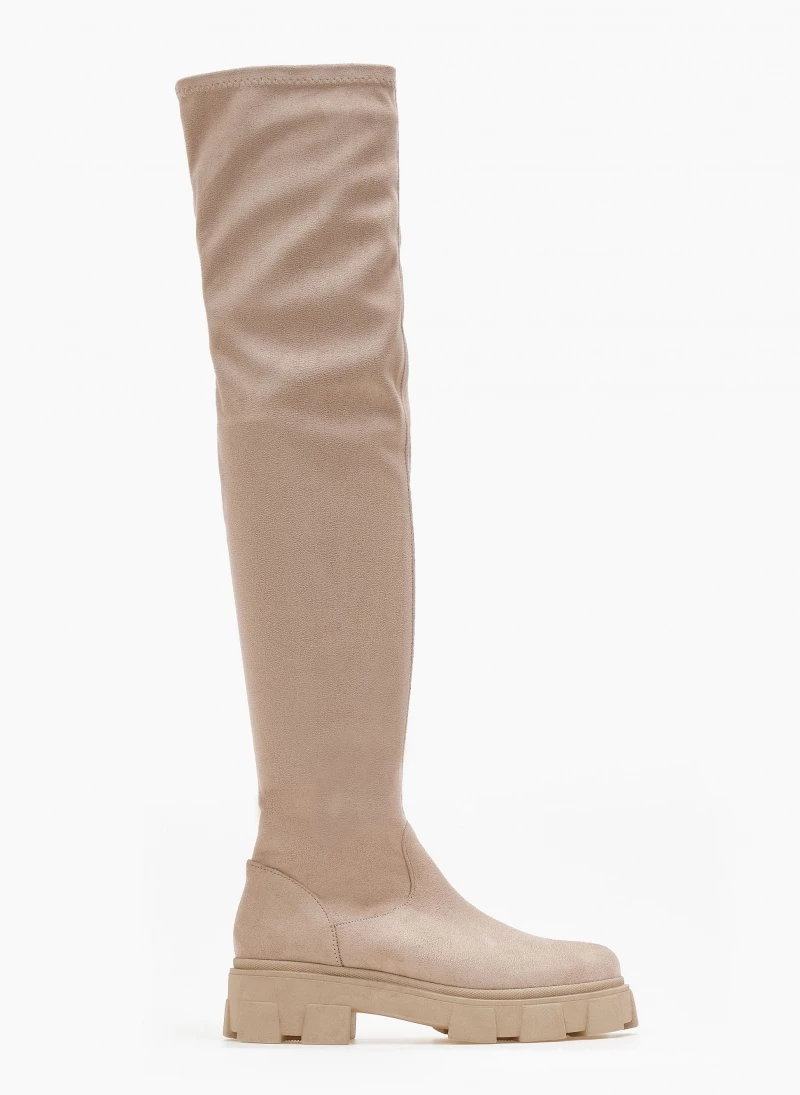 The Fashion Project Μπότες Chunky πάνω από το γόνατο - Μπεζ - Image 6