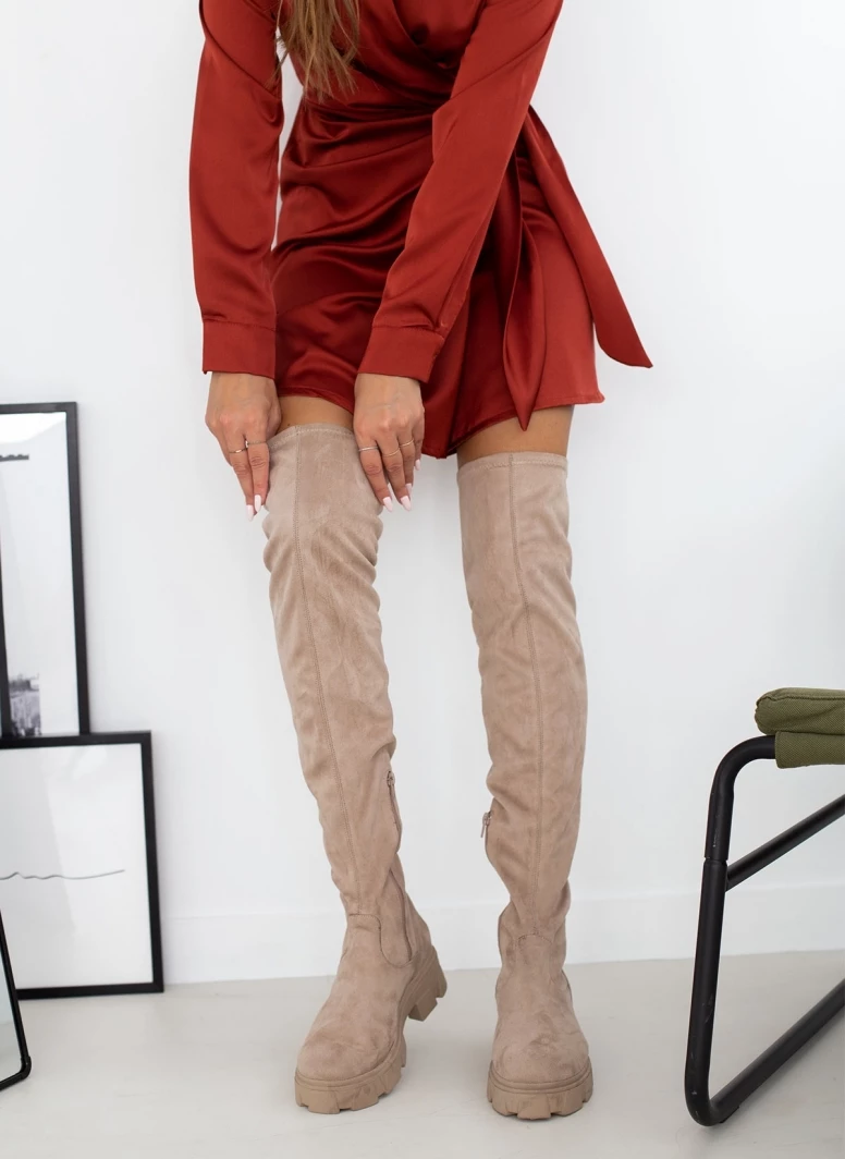 The Fashion Project Μπότες Chunky πάνω από το γόνατο - Μπεζ