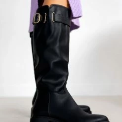 The Fashion Project Μπότες φλατ με ζωνάκι - Μαύρο