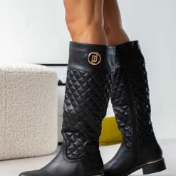 The Fashion Project Μπότες ιππασίας καπιτονέ - Μαύρο