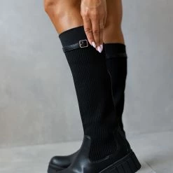 The Fashion Project Μπότες κάλτσα με ζωνάκι - Μαύρο