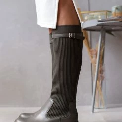 The Fashion Project Μπότες κάλτσα με ζωνάκι - Λαδί