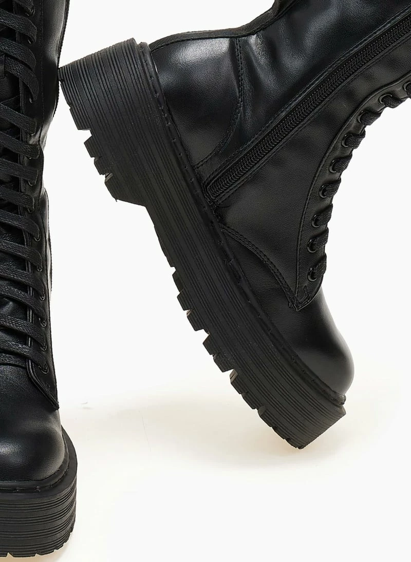 The Fashion Project Μπότες με κορδόνια και ψηλή σόλα - Μαύρο - Image 3