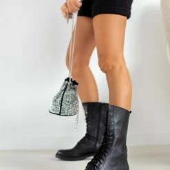 The Fashion Project Μπότες με κορδόνια και Strass - Μαύρο