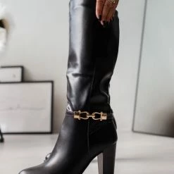 The Fashion Project Μπότες με κροκό λουράκι - Μαύρο