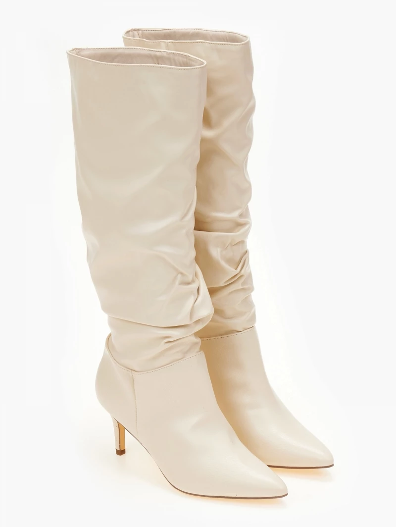 The Fashion Project Μπότες μυτερές με σούρες - Μπεζ - Image 6