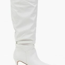 The Fashion Project Μπότες μυτερές με σούρες - Λευκό