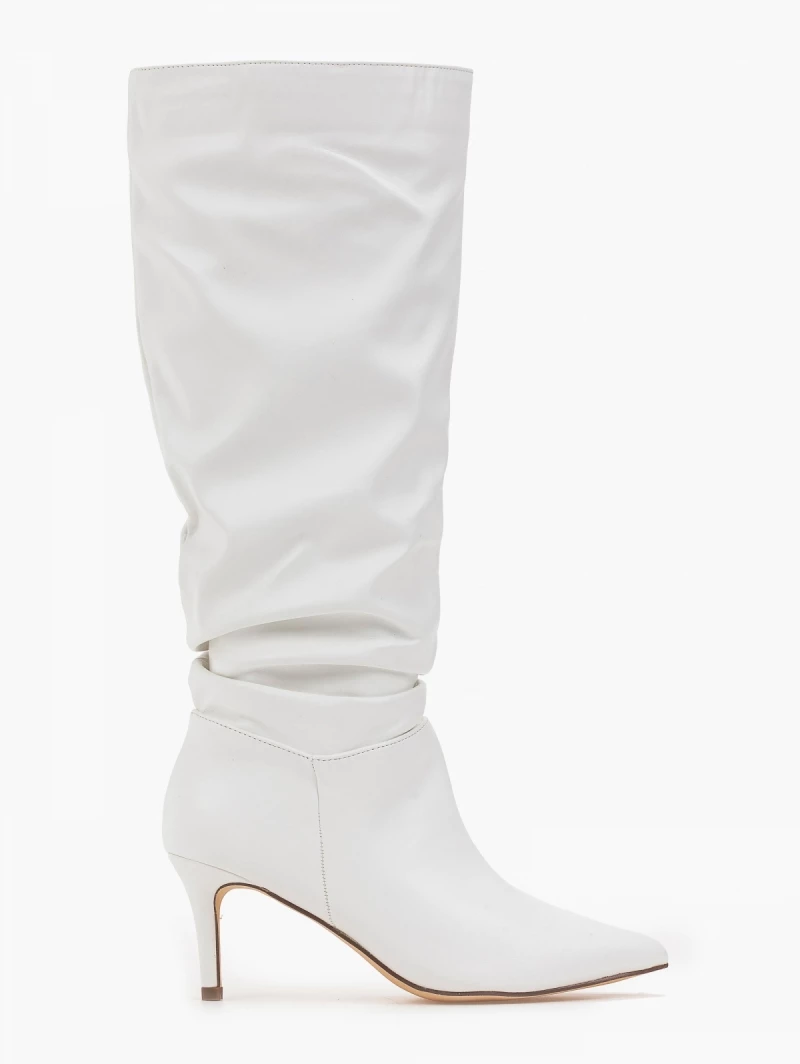 The Fashion Project Μπότες μυτερές με σούρες - Λευκό