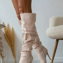 The Fashion Project Μπότες ψηλές με σούρες - Μπεζ