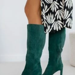 The Fashion Project Μπότες Suede με φαρδύ τακούνι - Κυπαρισσί