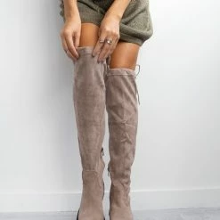 The Fashion Project Μπότες πάνω από το γόνατο Suede - Τάουπε