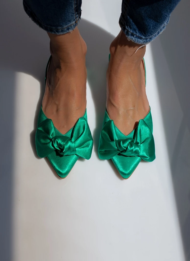 IRIS Μπαλαρίνες σατέν με φιόγκο Tfp - Σμαραγδί - Image 4