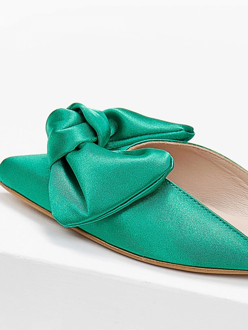 IRIS Μπαλαρίνες σατέν με φιόγκο Tfp - Σμαραγδί - Image 6