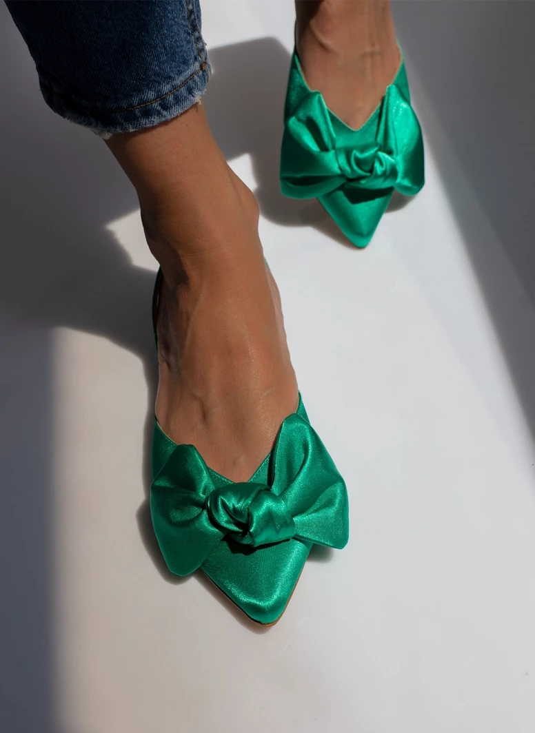 IRIS Μπαλαρίνες σατέν με φιόγκο Tfp - Σμαραγδί - Image 7
