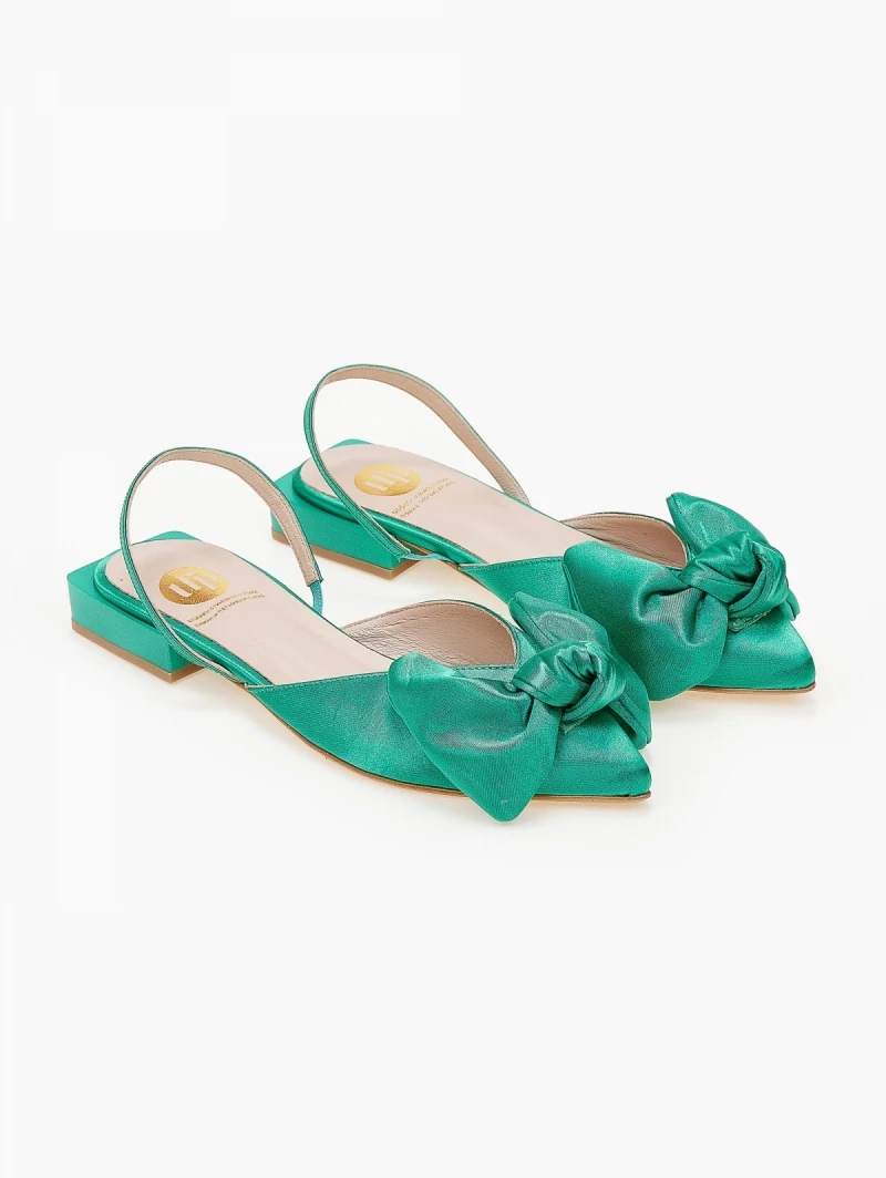 IRIS Μπαλαρίνες σατέν με φιόγκο Tfp - Σμαραγδί - Image 3