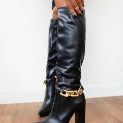 The Fashion Project Μυτερές μπότες με αλυσίδα - Μαύρο