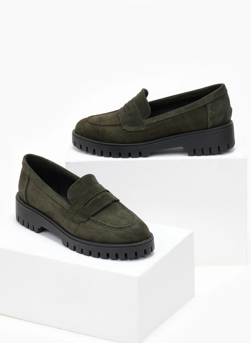 Loafers δερμάτινα καστόρινα Estil - Λαδί - Image 3