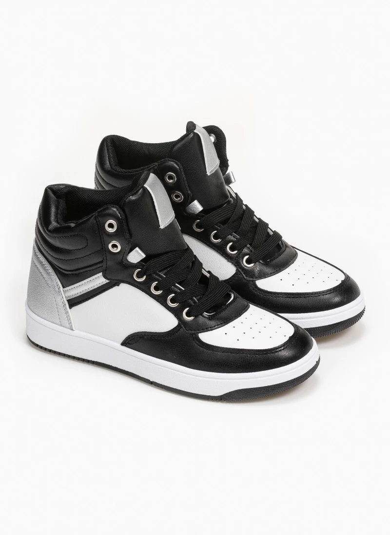 The Fashion Project Sneakers μποτάκια με καπιτονέ σχέδιο - Μαύρο/Ασημί - Image 3