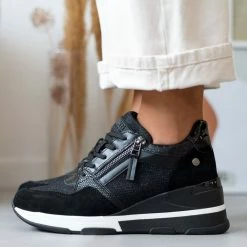 Xti Footwear Sneakers Wedges με Glitter ύφασμα Xti 140060 - Μαύρο