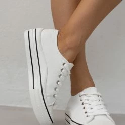 The Fashion Project Sneakers πάνινα με ρίγα στη σόλα - Λευκό