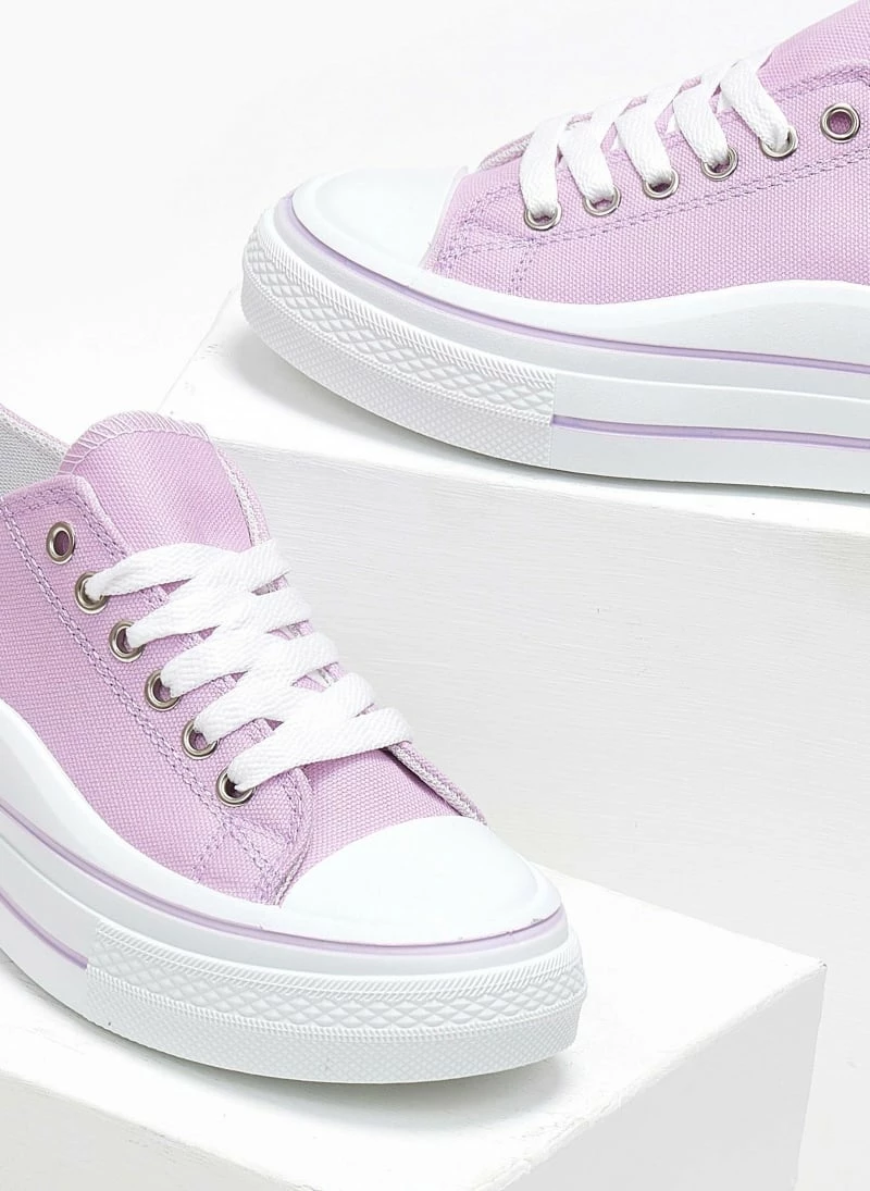 The Fashion Project Sneakers πάνινα με ρίγα στη σόλα - Λιλά - Image 4