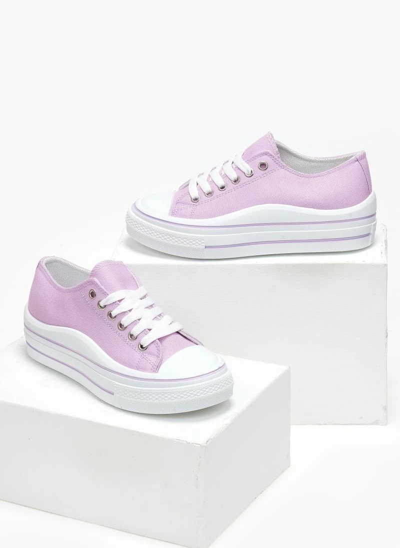 The Fashion Project Sneakers πάνινα με ρίγα στη σόλα - Λιλά - Image 3