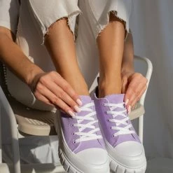 The Fashion Project Sneakers πάνινα με σχέδιο στη σόλα - Λιλά