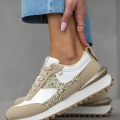 Xti Footwear Sneakers Suede με Glitter Xti 141027 - Μπεζ