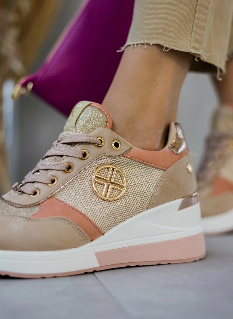 Xti Footwear Sneakers Wedges με Glitter Xti 141116 - Μπεζ - Image 4