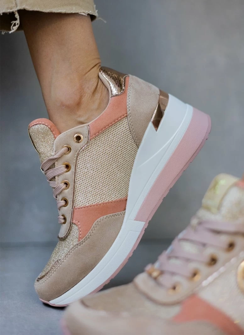 Xti Footwear Sneakers Wedges με Glitter Xti 141116 - Μπεζ - Image 7