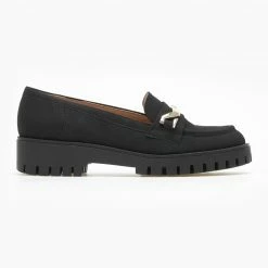 Suede Loafers με μεταλλικό στοιχείο Estil - Μαύρο