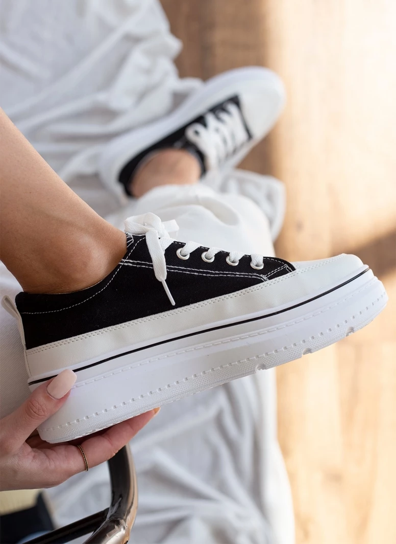 The Fashion Project Sneakers πάνινα με εφέ ραφές - Μαύρο - Image 4